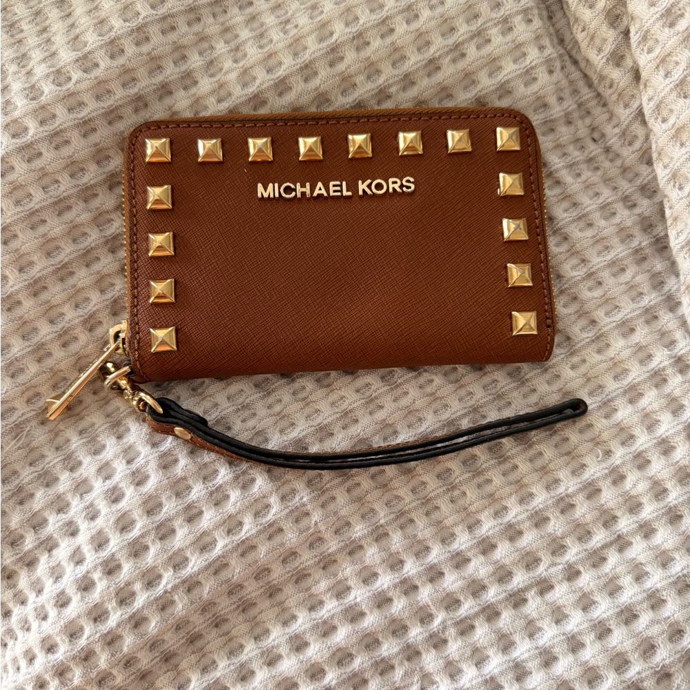 Michael Kors Tan Wallet with Gold Accents